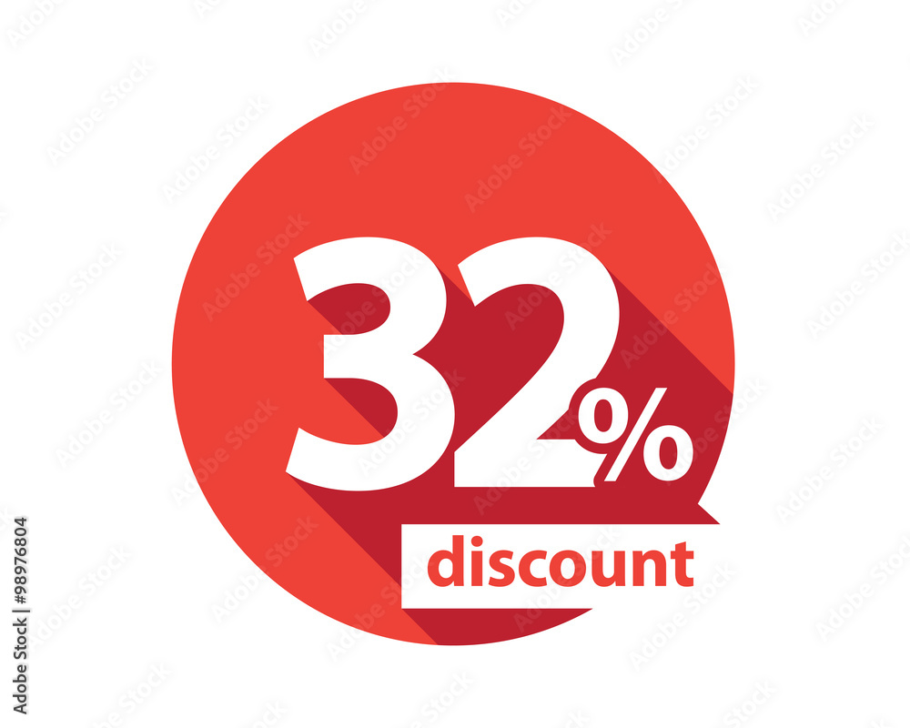 Fototapeta premium 32 percent discount red circle