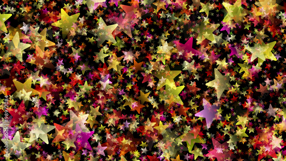 MultiColored Stars on Black Background