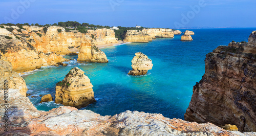 Praia da Marinha - impressive beach with rocks in Algarve, Portugal