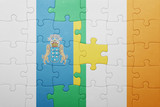 puzzle with the national flag of ireland and canary islands