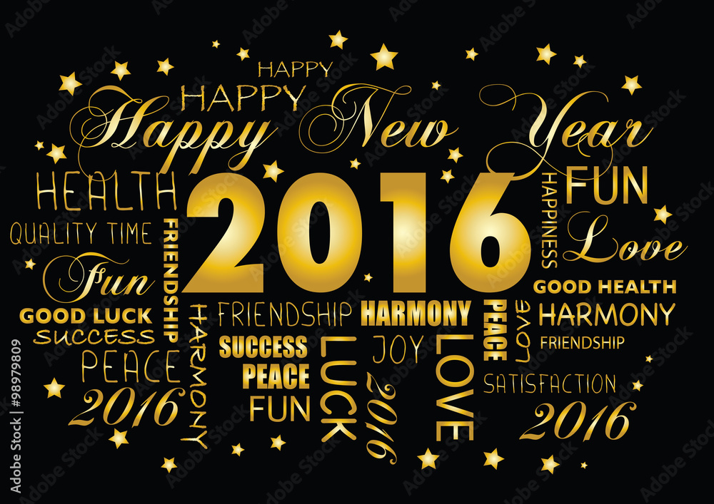 Happy New year 2016  tagcloud