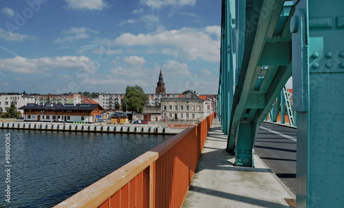 Blick von der Oder-Brücke auf Gryfino