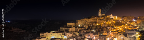 panoramic view of typical stones (Sassi di Matera) and church of Matera UNESCO European Capital of Culture 2019