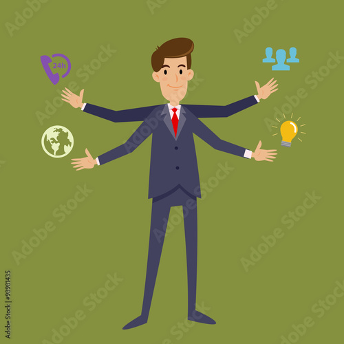 Multi Tasking Businessman With Four Arms