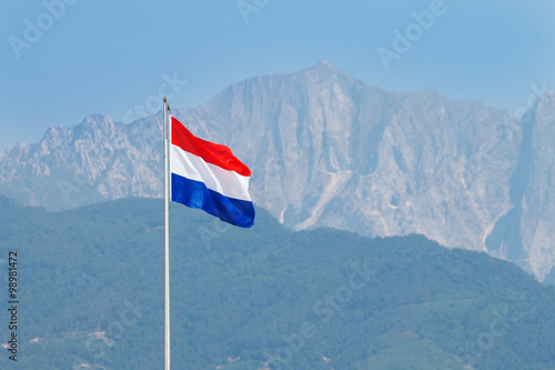 Netherlands flag waves in the wind in Forte dei Marmi
