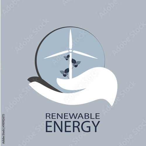 Renowable Energy illustration over blue serenity background photo