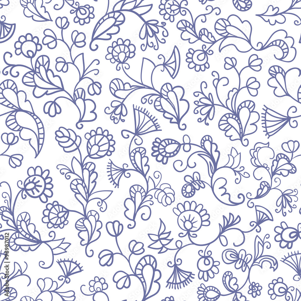Plants and flowers. Seamless pattern. 