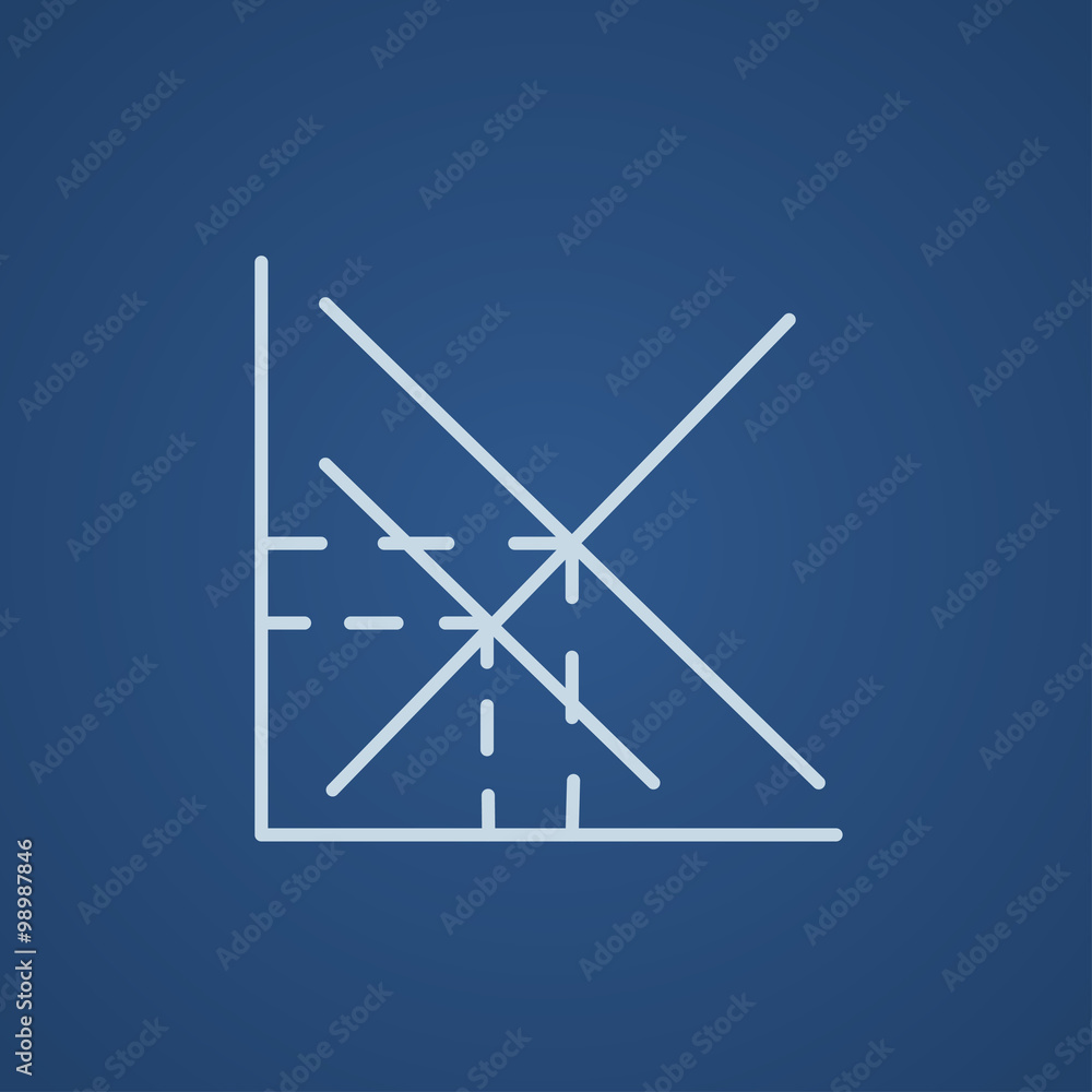 Mathematical graph line icon. Mathematical graph line icon.