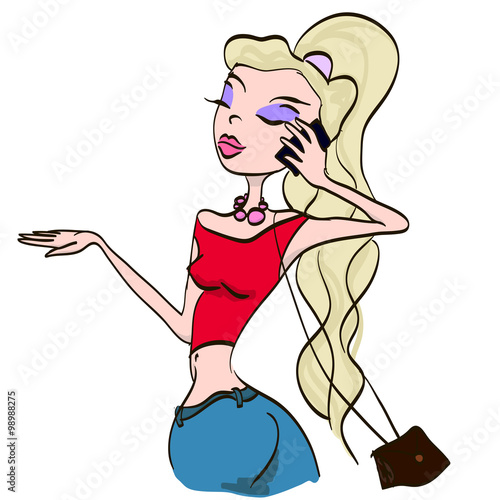 Sexy Blonde Girl Talking on the Phone