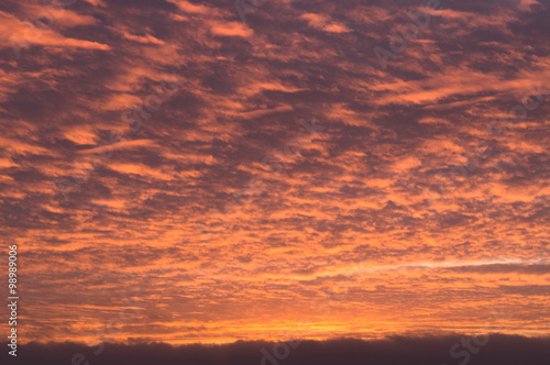 Fiery sunset sky background
