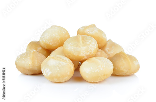 macadamia nuts on white background