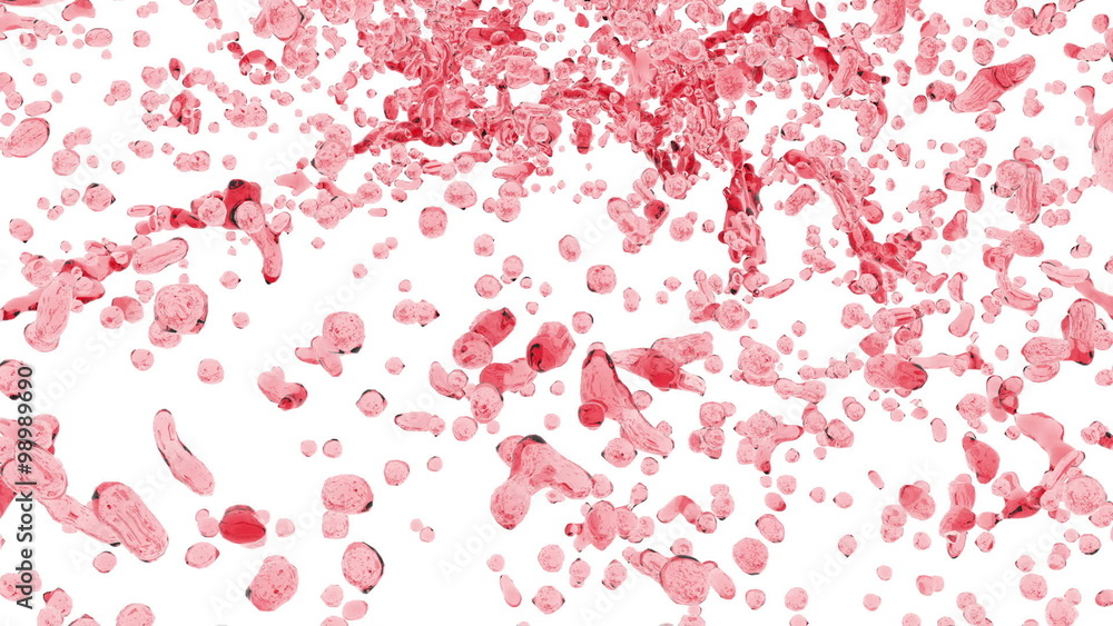 colorful liquid stream. Paint splashes. Liquid flow flies into the camera. red colorful liquid stream. Paint splashes. Liquid flow flies into the camera. red