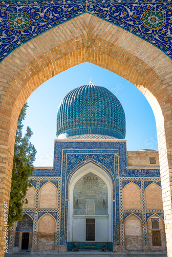 Uzbekistan, Samarkand, the blue dome of the Gur-Emir mausoleum thet protects the tomb of Tamerlane photo