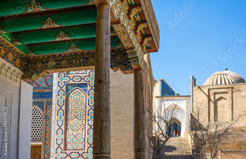 Uzbekistan, Samarkand, the entrance of the Shakhi Zinda Ensemble