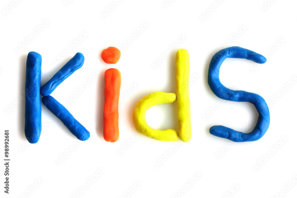 clay for children on isolated background saying kids clay for children on isolated background saying kids