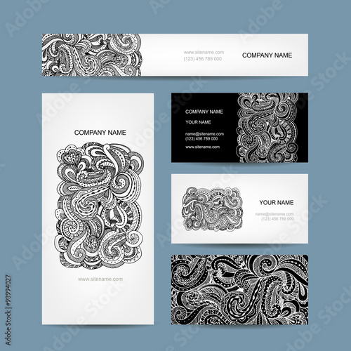 Business cards collection, floral design