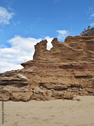 wind and sea eroded coast of Sardinia, Italy