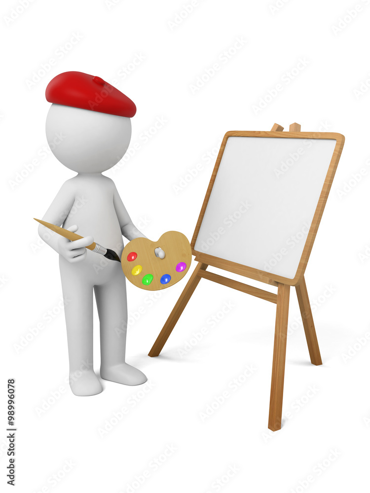 3d people painting, 3d image. Isolated white background 3d people painting, 3d image. Isolated white background