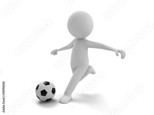 3d people playing football, 3d image. Isolated white background.