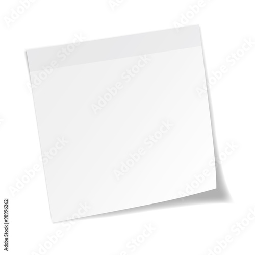 White stick note paper on white background
