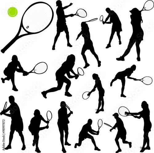 tennis players collection - vector