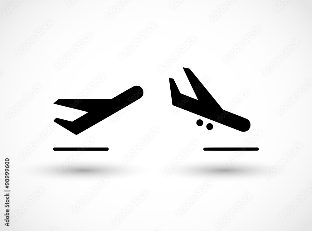 Departures and arrivals icon set vector