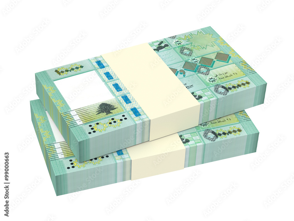 Lebanese pounds isolated on white background Computer generated 3D photo rendering Lebanese pounds isolated on white background Computer generated 3D photo rendering