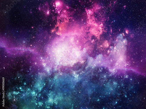 Universe filled with stars, nebula and galaxy © akamaraqu