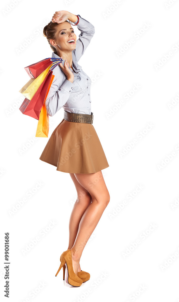 woman with shopping bags. Studio shoot woman with shopping bags. Studio shoot