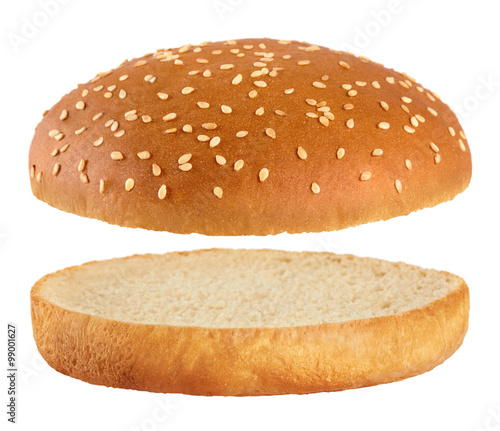 Burger bread isolated on white background. photo