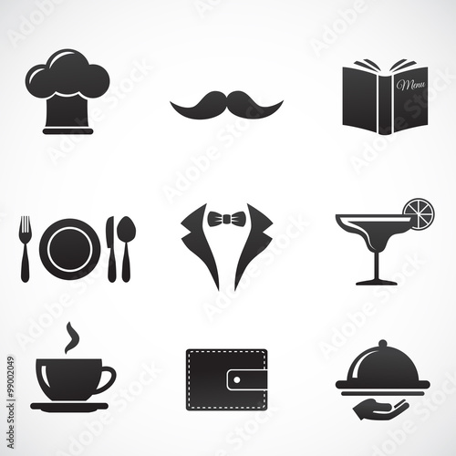 Restaurant, waiter icon set. Vector art.