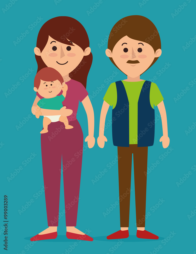 Family colorful cartoon