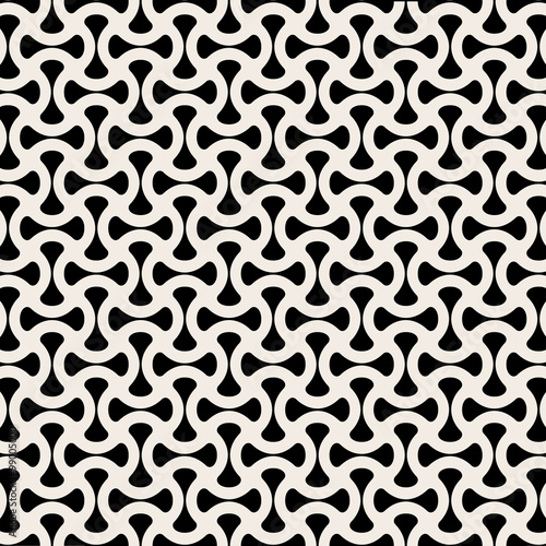 Vector pattern, repeating linear curve with geometric shape, stylish monochrome