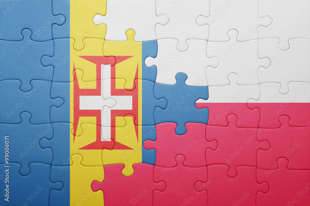 puzzle with the national flag of madeira and poland puzzle with the national flag of madeira and poland
