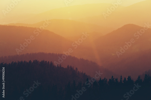 mountain silhouettes at sunset