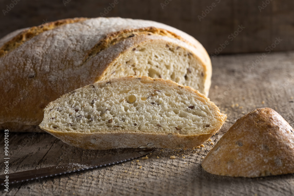 Sliced bread with seeds