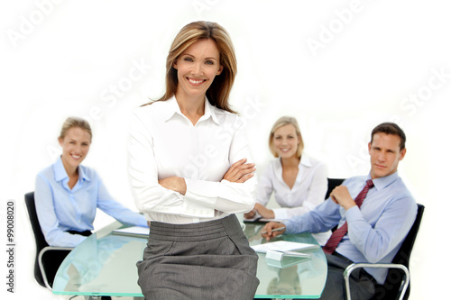 Businesswoman leading a business team 