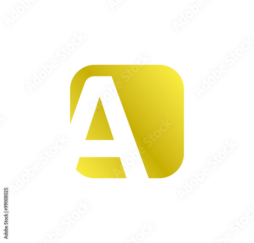 alphabet golden square shape letter A