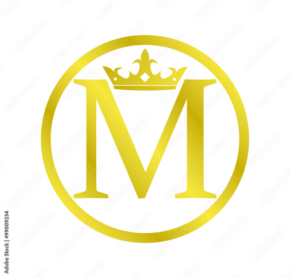 Gold Crown Letter M Logo