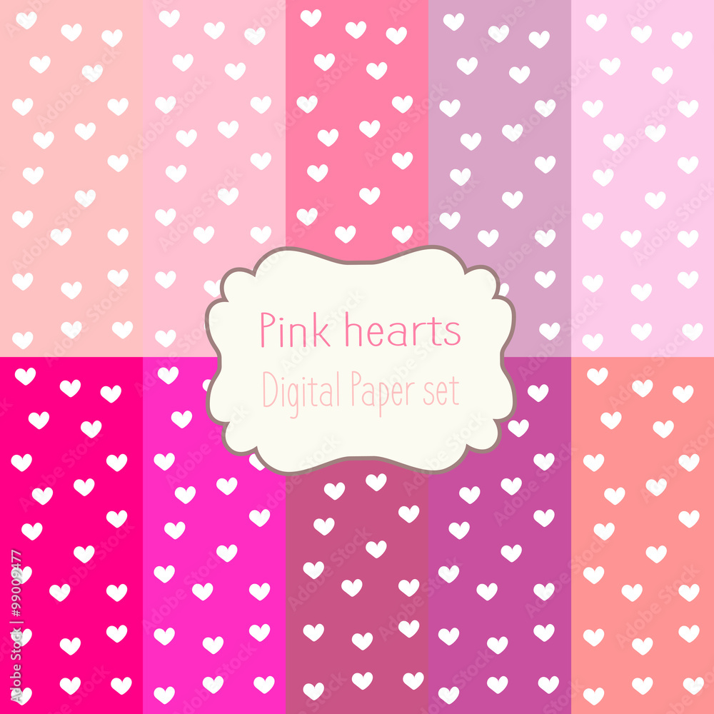 10 Digital Papers pink hearts Mixed Patterns Patterned Backgrounds, digital paper set 10 Digital Papers pink hearts Mixed Patterns Patterned Backgrounds, digital paper set