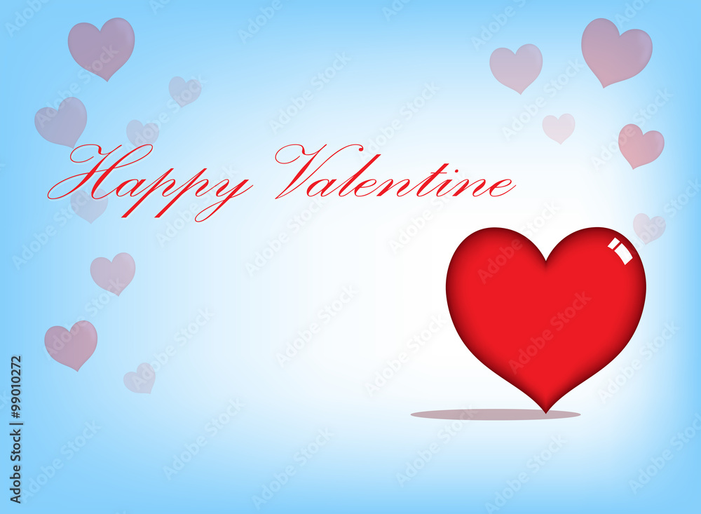 vector design of big red heart with valentine card background
