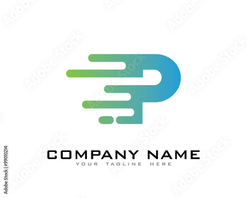 Letter P Modern Fast Motion Effect Logo