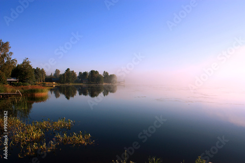 Foggy morning on the lake