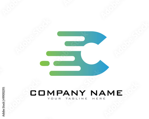 Letter C Modern Fast Motion Effect Logo