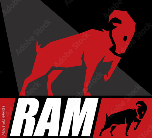 Conceptual Design of a Ram or a Goat Symbol. Vector illustration.