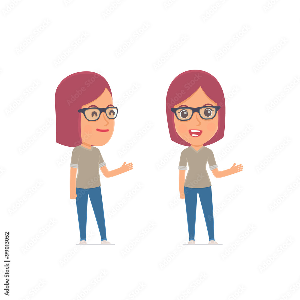 Fototapeta premium Happy and Intelligent Character Girl Designer making presentatio