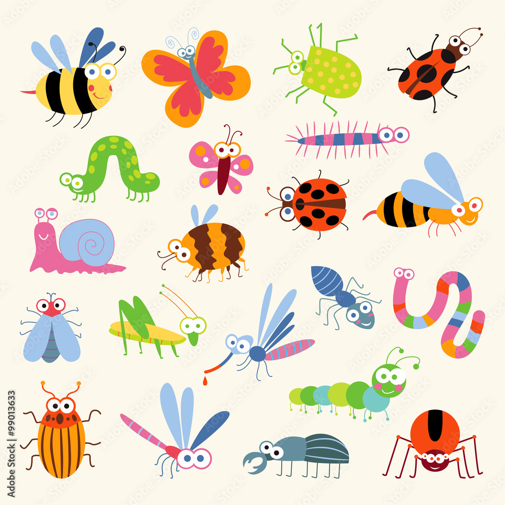 Set funny insects Set funny insects