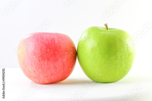 Green apple and Red Pink Fuji Apple