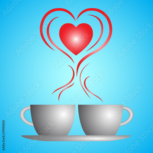 Sfondo con tazzine aroma cuore