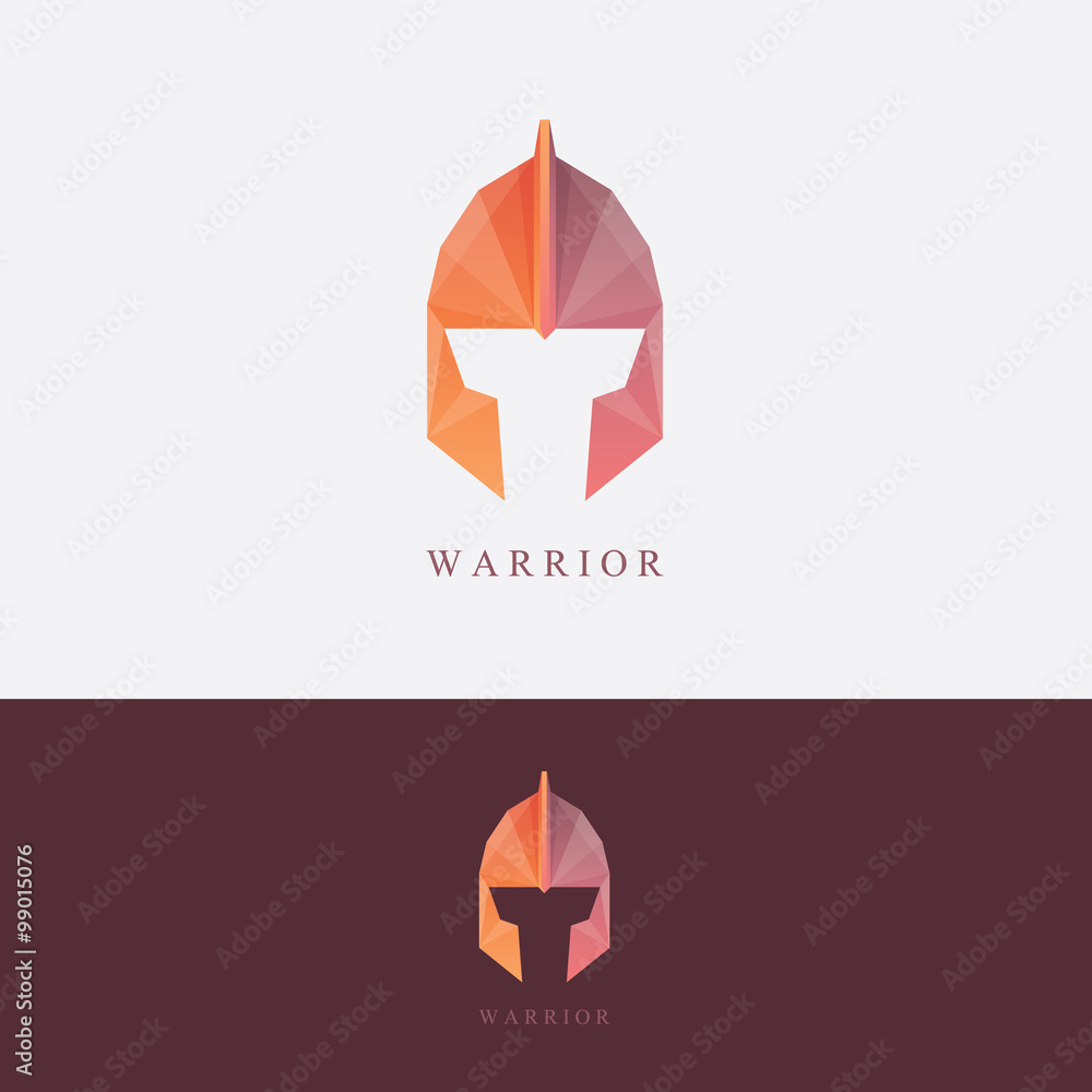 Ancient warrior helmet logo design in low polygon style for corporate ...